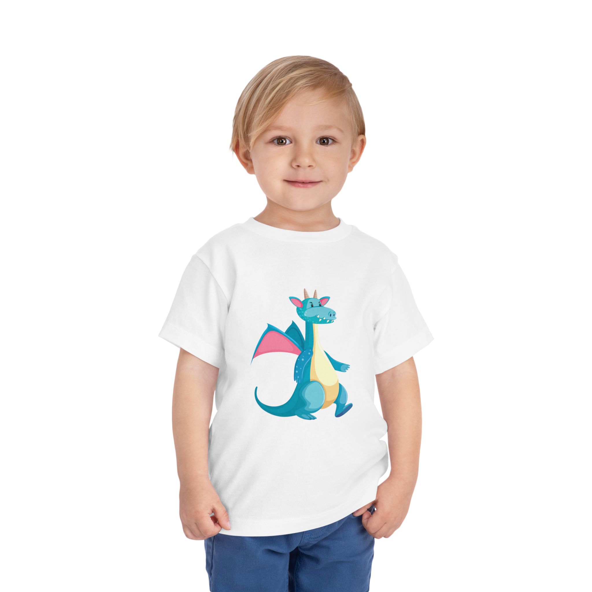 Cute Blue Walking Dragon Toddler T-Shirt – Adorable Dragon Cartoon Graphic Tee for Kids, Boys & Girls. - Image 6