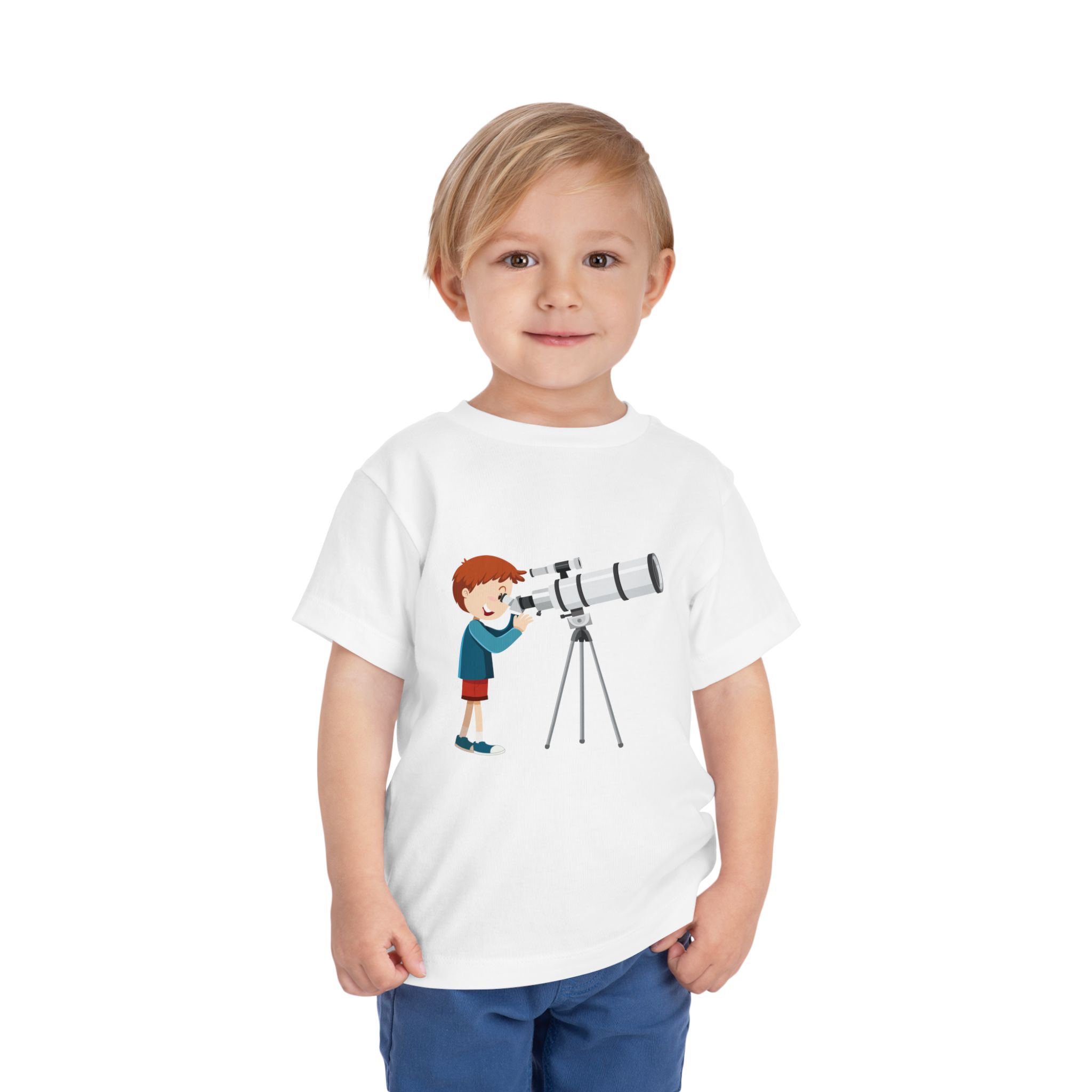 Little Astronomer Telescope Toddler T-Shirt – Cute Space Science Graphic Tee for Kids, Boys & Girls. - Image 6