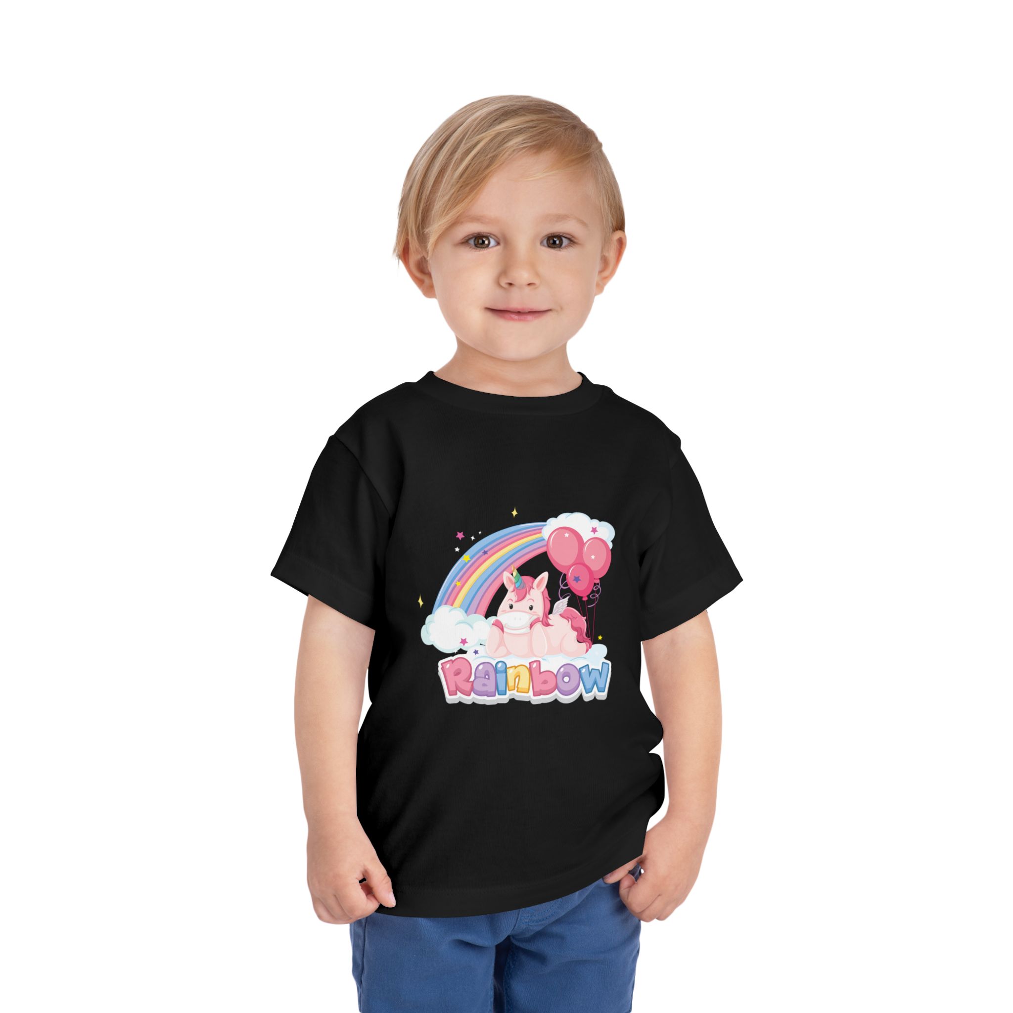 Cute Pink Bunny Rainbow Toddler T-Shirt – Adorable Rainbow Graphic Tee for Kids, Boys & Girls. - Image 6