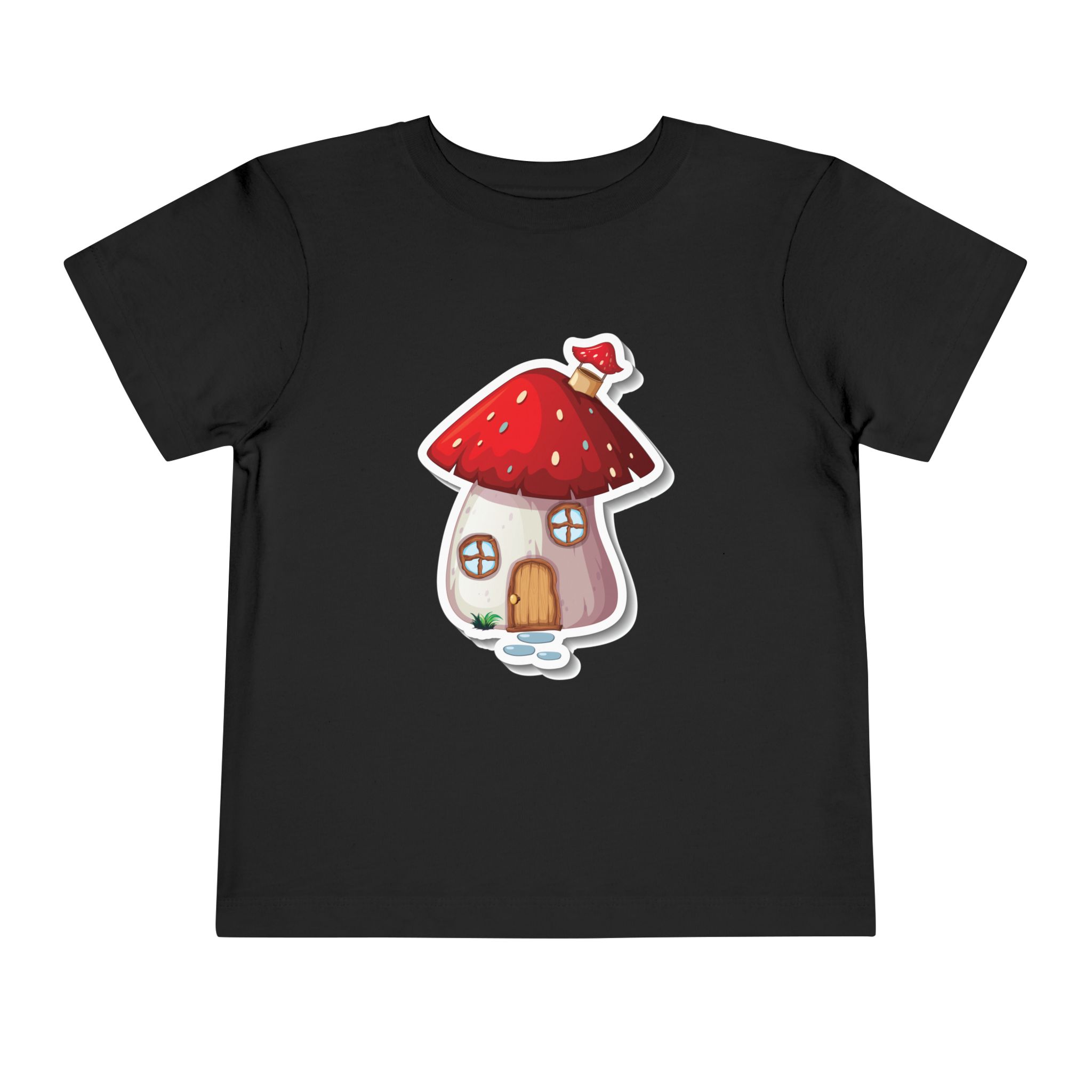 Cute Red Mushroom House Toddler T-Shirt – Adorable Cottage Graphic Tee for Kids, Boys & Girls. - Image 5