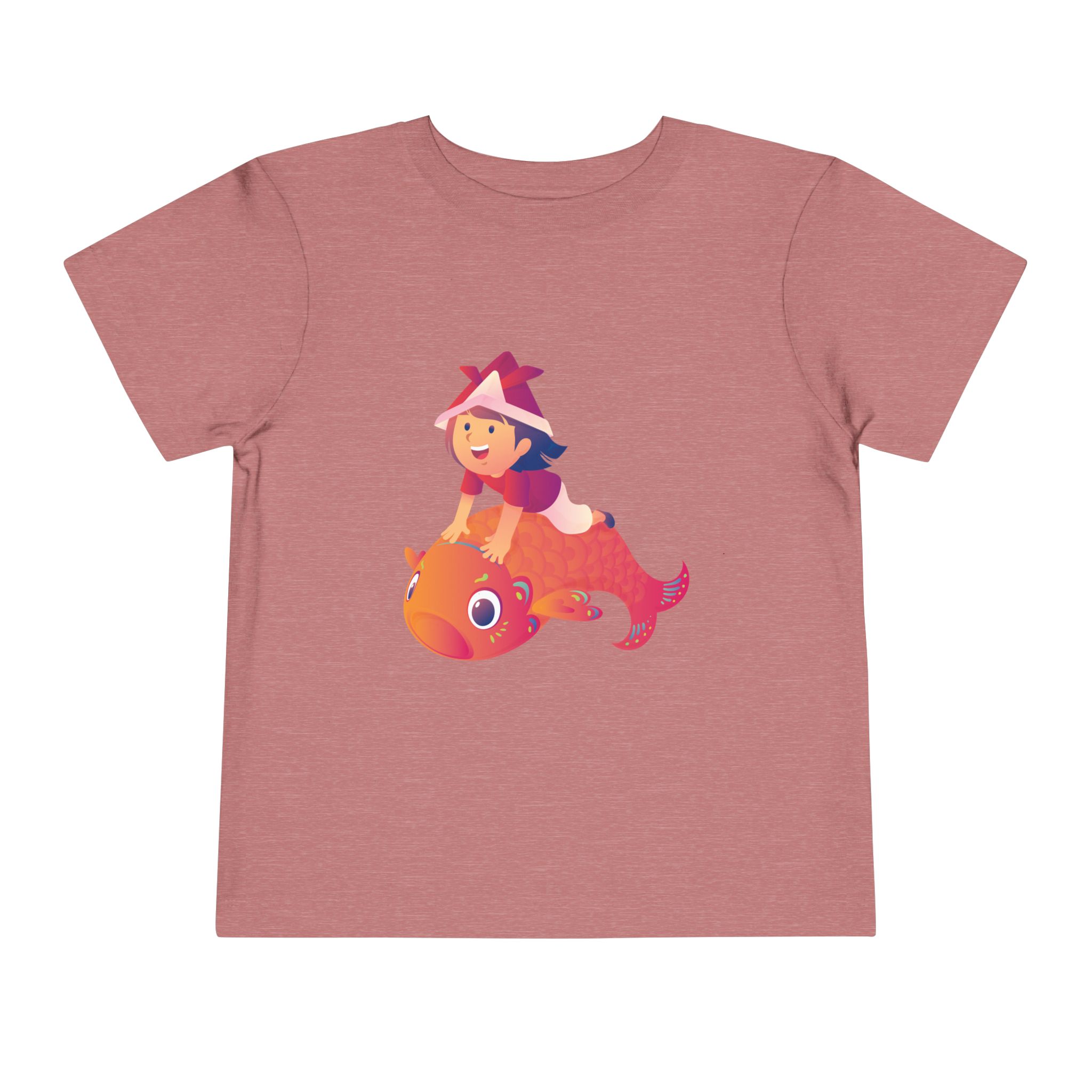 Cute Girl Riding Orange Fish Toddler T-Shirt – Fun Ocean Adventure Graphic Tee for Kids, Boys & Girls. - Image 9