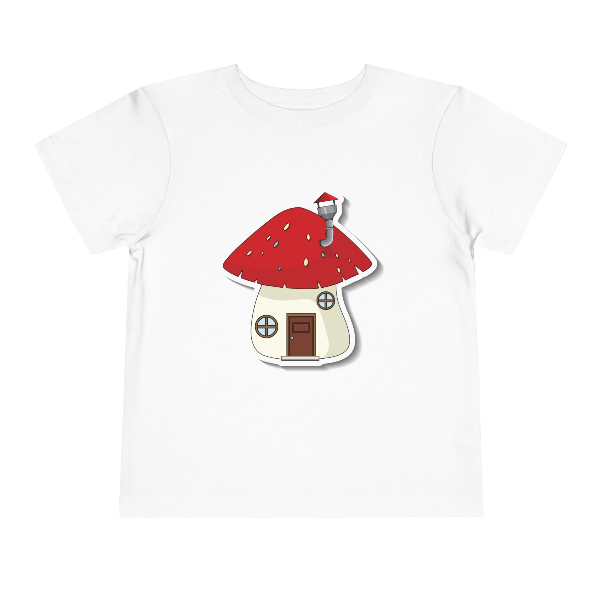 Cute Red Toadstool Cottage Toddler T-Shirt – Adorable Mushroom House Graphic Tee for Kids, Boys & Girls. - Image 5