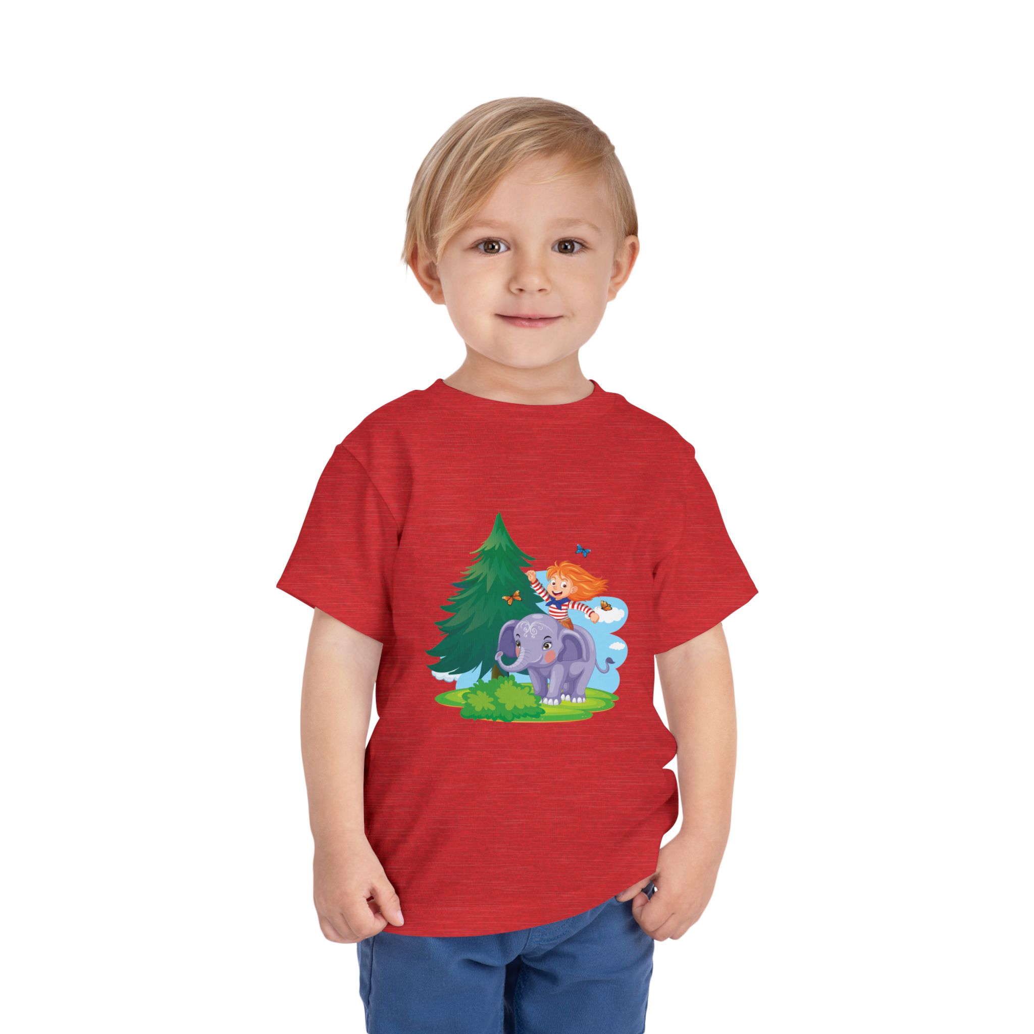Playful Girl Riding Elephant Toddler T-Shirt – Cute Forest Adventure Graphic Tee for Kids & Toddlers. - Image 22