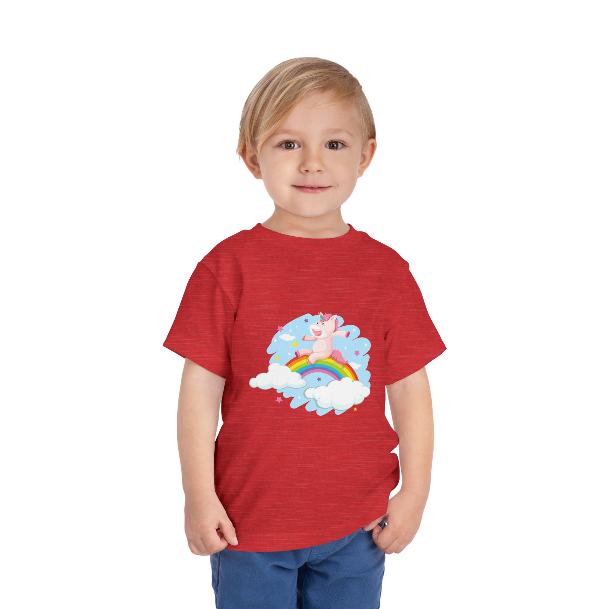 Cute Pink Unicorn on Rainbow Cloud Toddler T-Shirt – Adorable Fantasy Graphic Tee for Kids, Boys & Girls. - Image 26