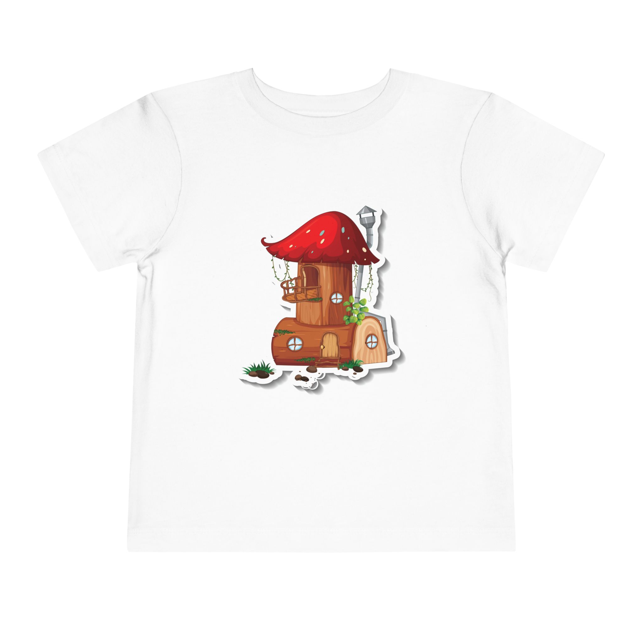 Mushroom Cottage Toddler T-Shirt – Cute Fairy House Graphic Tee for Kids, Boys & Girls. - Image 9