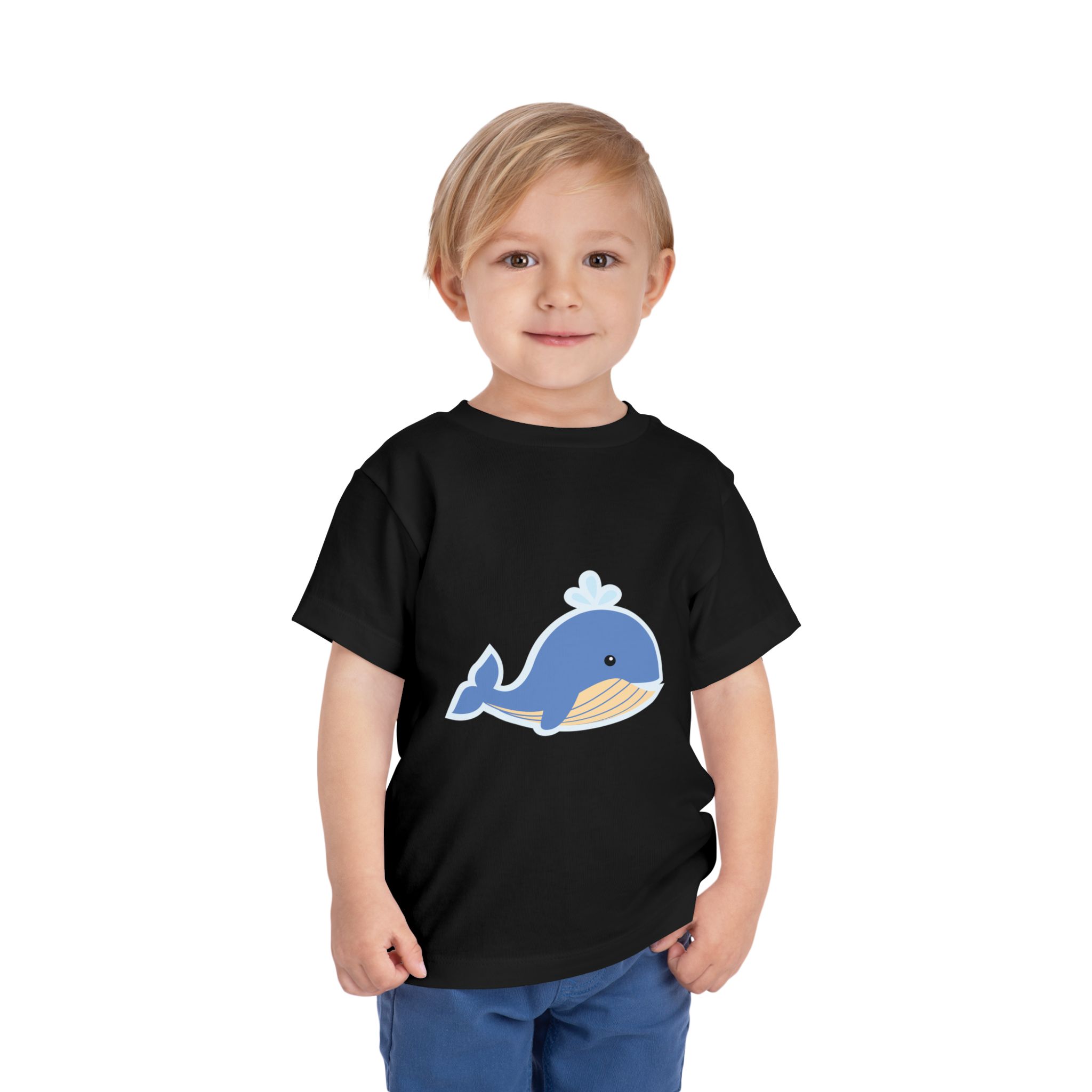 Cute Blue Whale Toddler T-Shirt – Cartoon Ocean Animal Graphic Tee for Kids, Boys & Girls. - Image 2