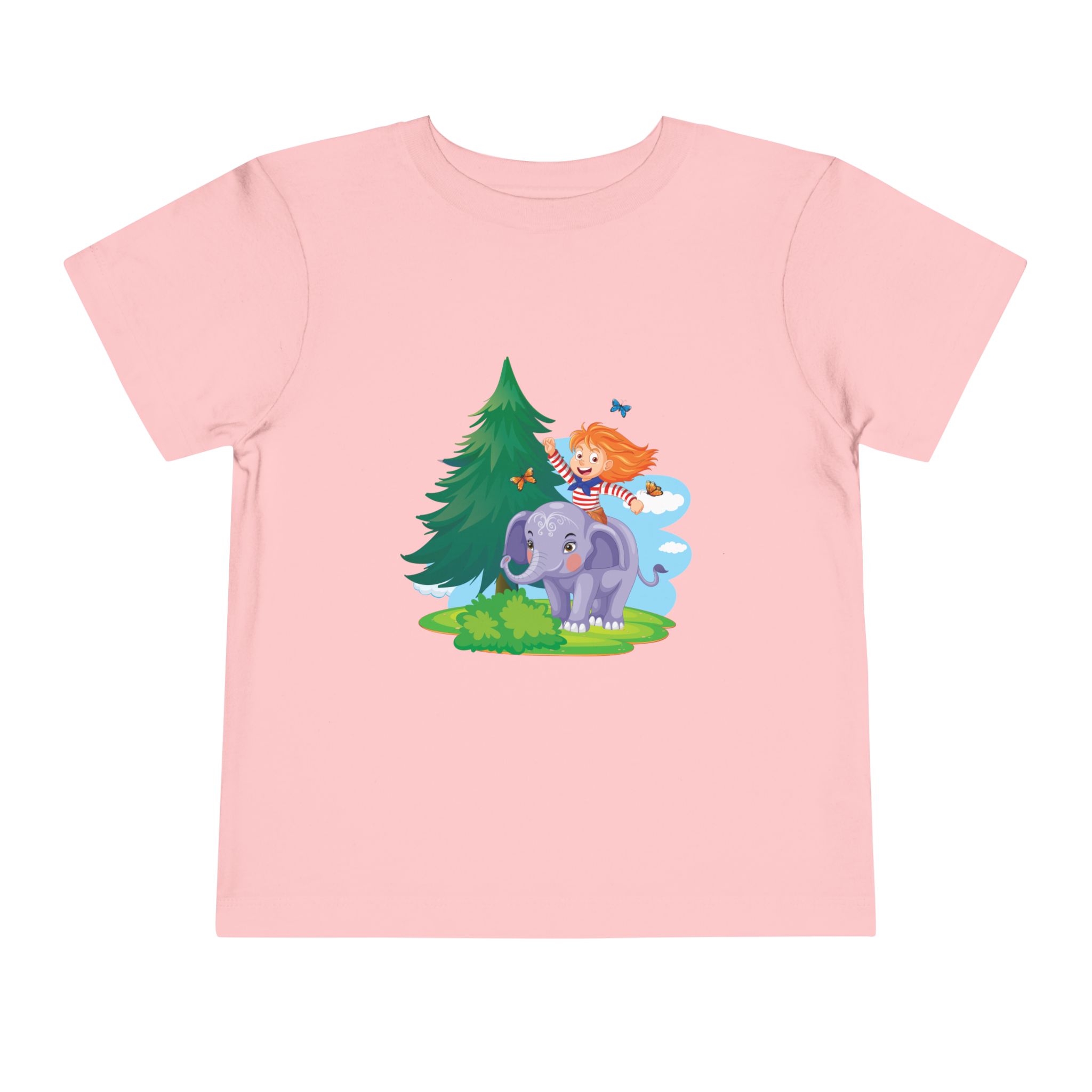 Playful Girl Riding Elephant Toddler T-Shirt – Cute Forest Adventure Graphic Tee for Kids & Toddlers. - Image 17