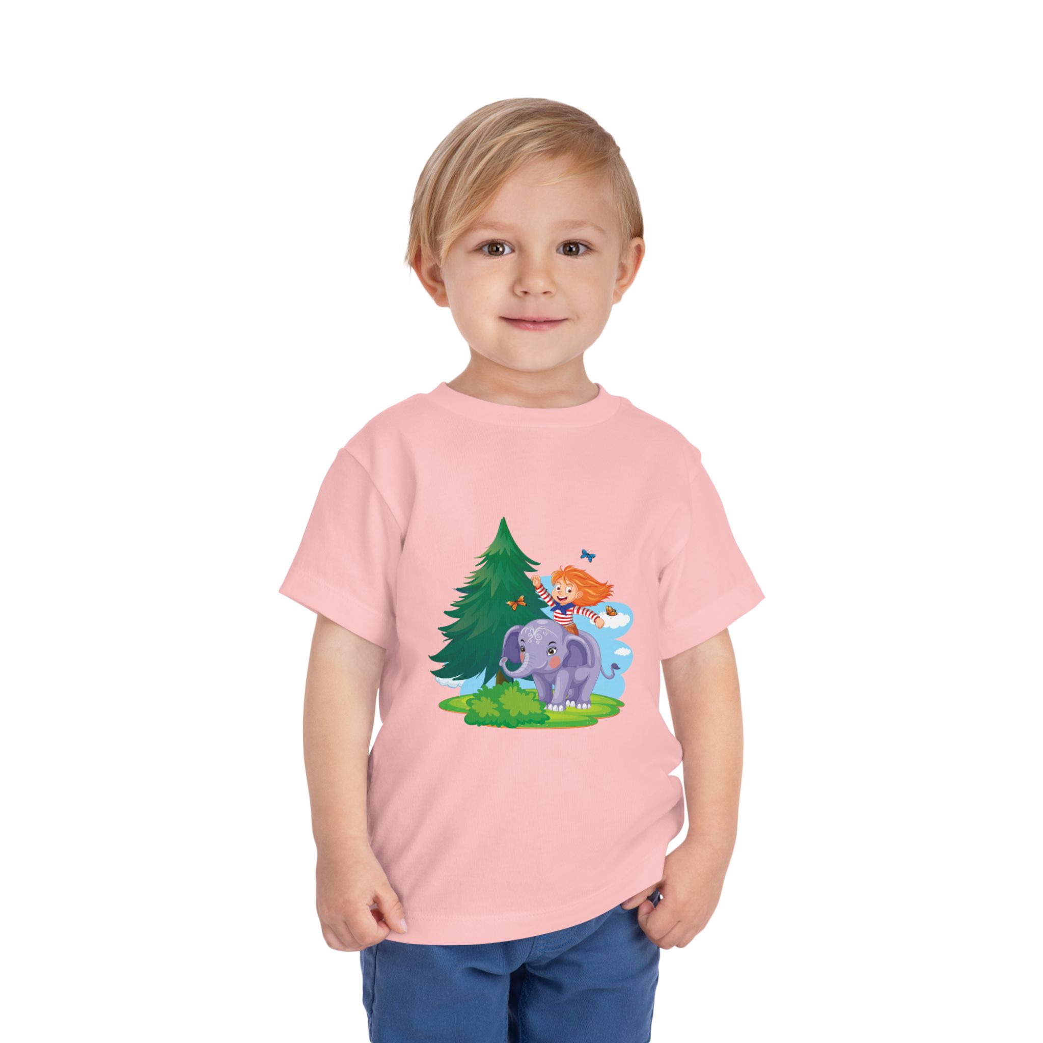 Playful Girl Riding Elephant Toddler T-Shirt – Cute Forest Adventure Graphic Tee for Kids & Toddlers. - Image 18