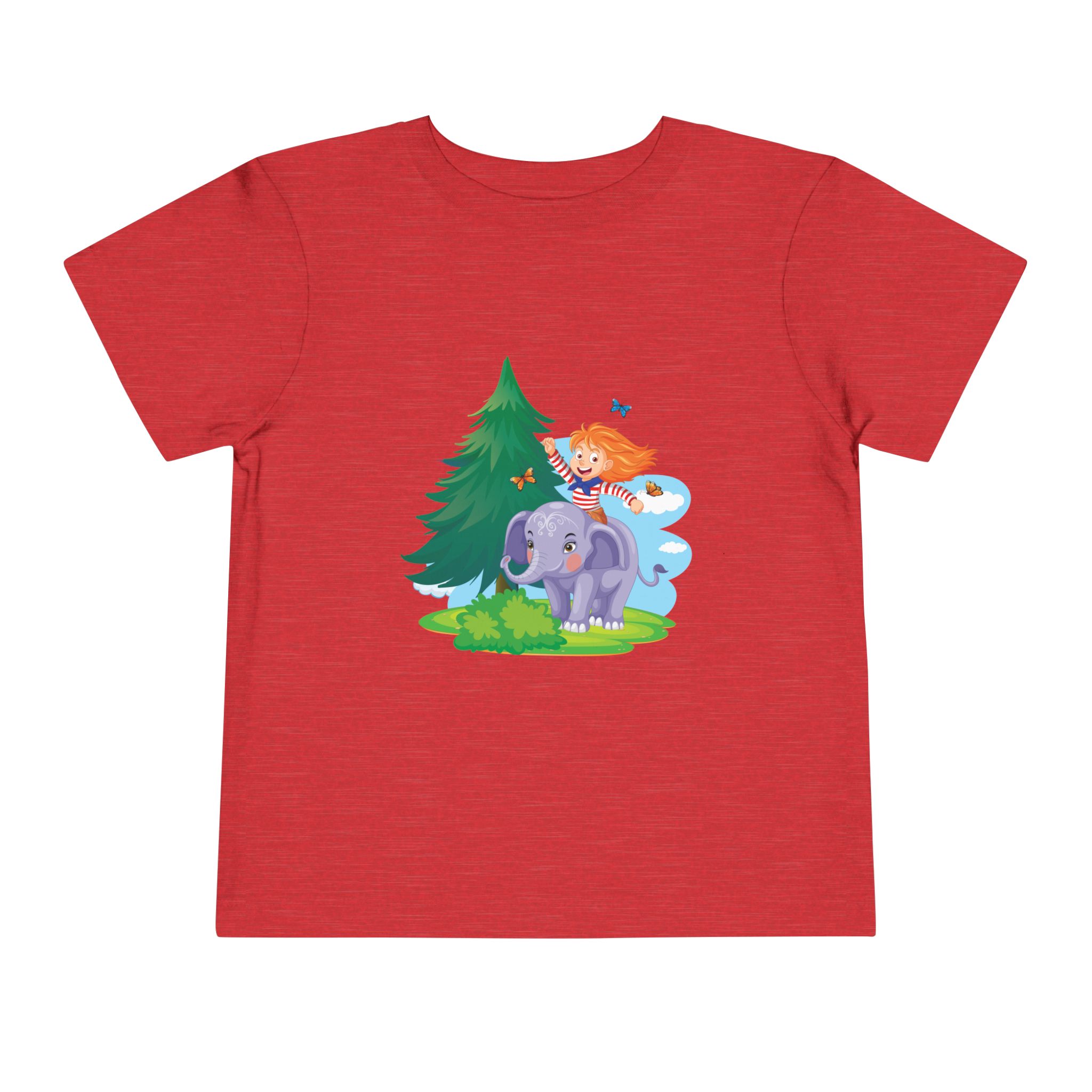Playful Girl Riding Elephant Toddler T-Shirt – Cute Forest Adventure Graphic Tee for Kids & Toddlers. - Image 21