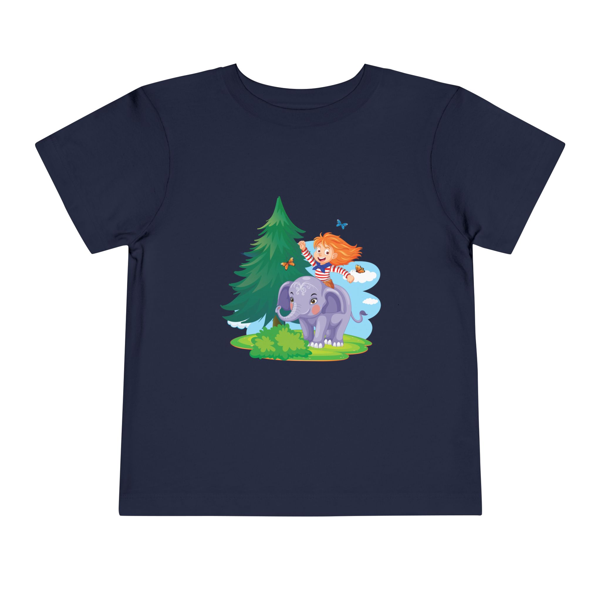 Playful Girl Riding Elephant Toddler T-Shirt – Cute Forest Adventure Graphic Tee for Kids & Toddlers. - Image 13