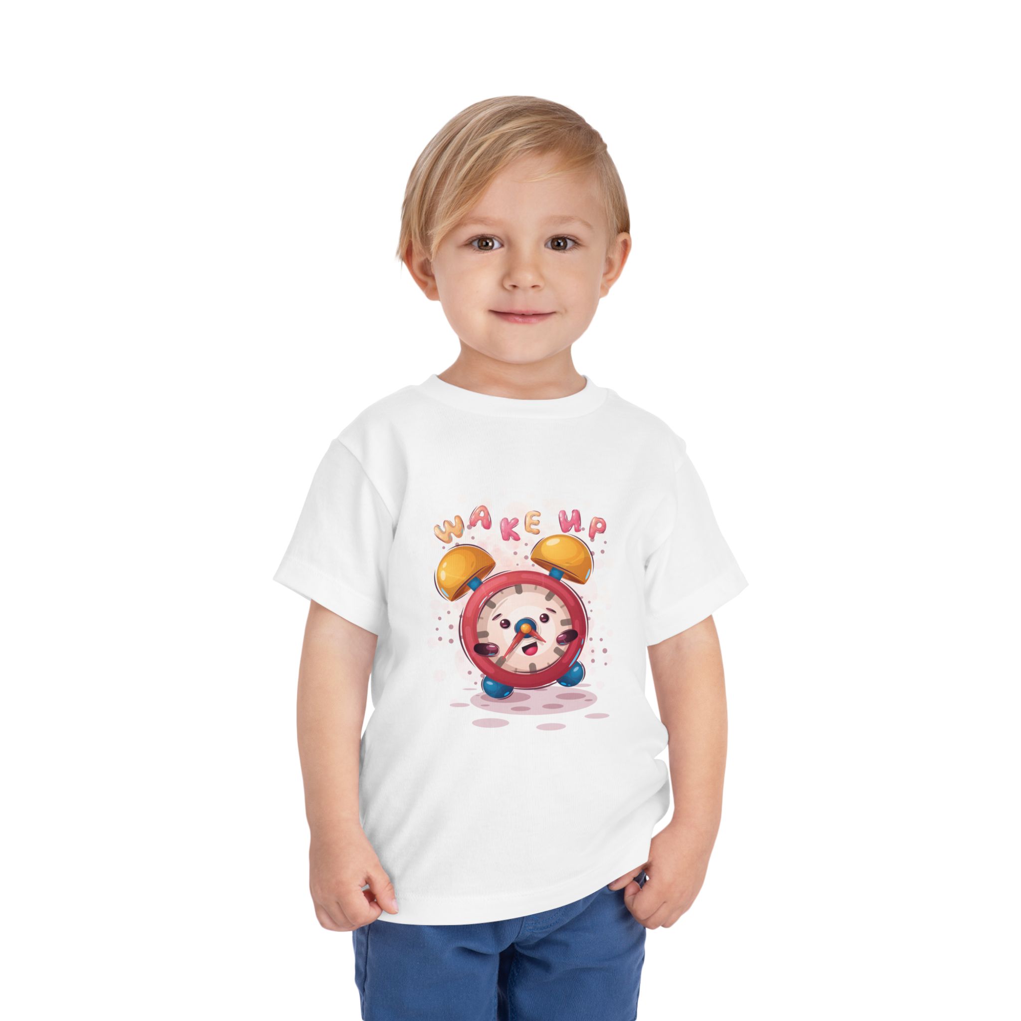 Wake Up Alarm Clock Toddler T-Shirt – Cute Morning Cartoon Graphic Tee for Kids, Boys & Girls. - Image 2