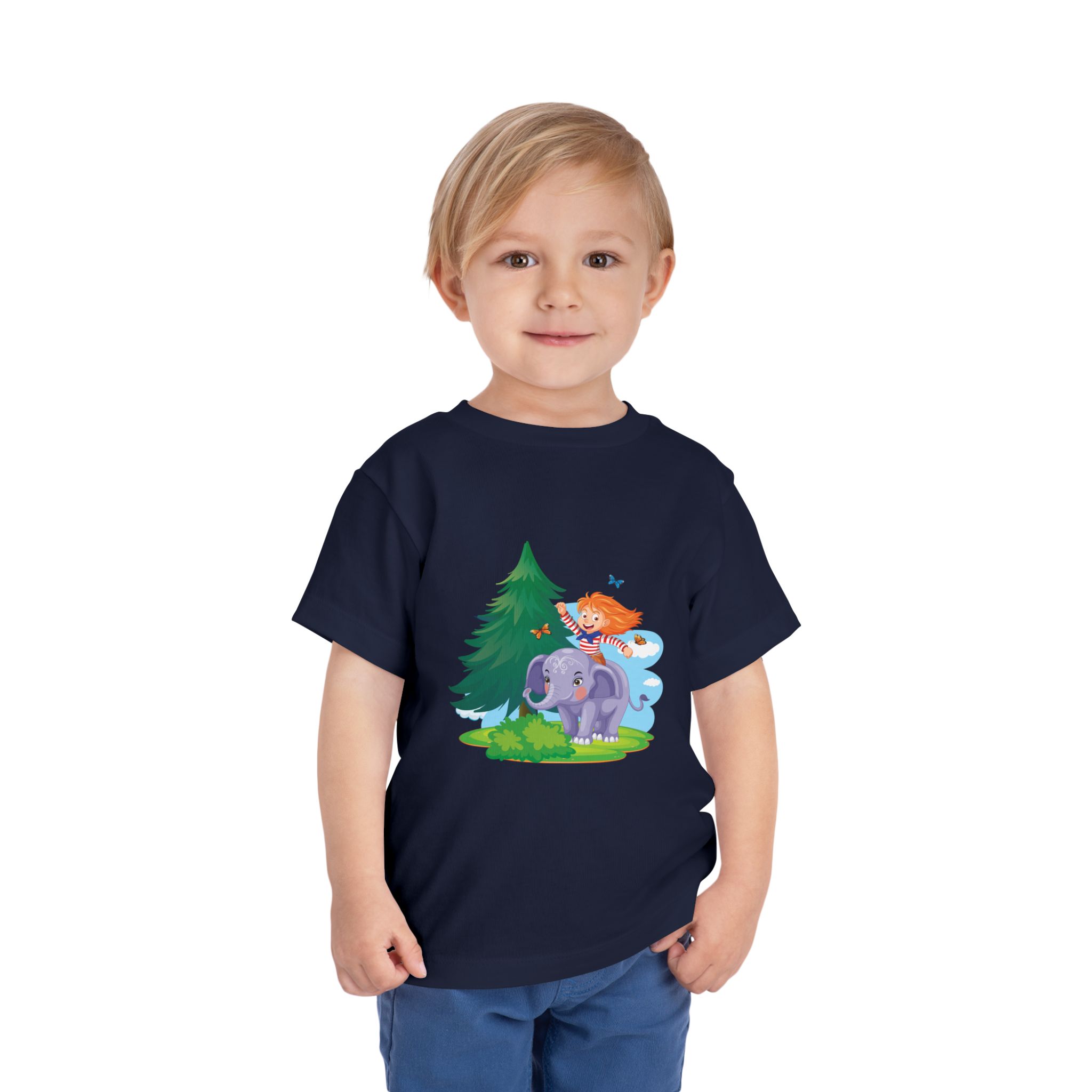 Playful Girl Riding Elephant Toddler T-Shirt – Cute Forest Adventure Graphic Tee for Kids & Toddlers. - Image 14