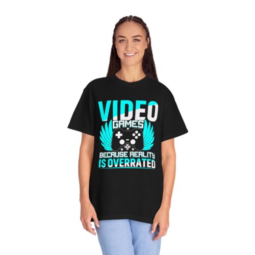 Video Games Because Reality Is Overrated T-Shirt – Funny Gaming Graphic Tee for Escape, Humor & Gamer Lifestyle. - Image 3