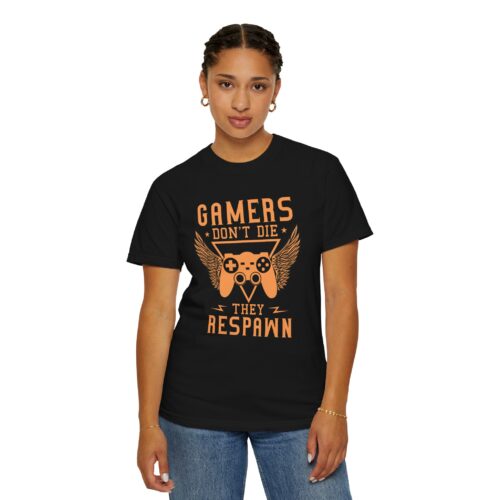 Gamers Don’t Die They Respawn T-Shirt – Funny Gaming Graphic Tee for Gamers, Retro Vibes & Playful Attitude. - Image 4