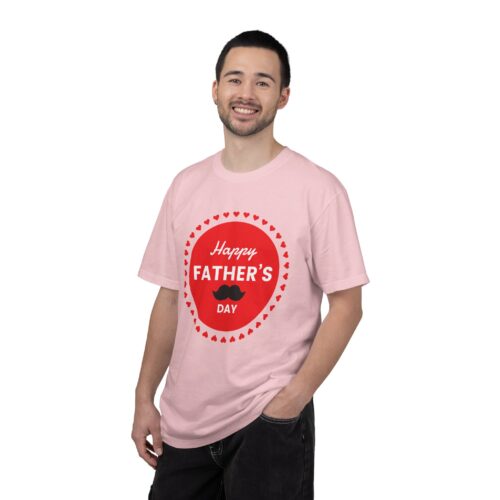 “Happy Father’s Day” Red Badge Mustache T-Shirt – Cute Love Graphic Tee for Dads, Perfect Gift Giving & Celebration Wear. - Image 50