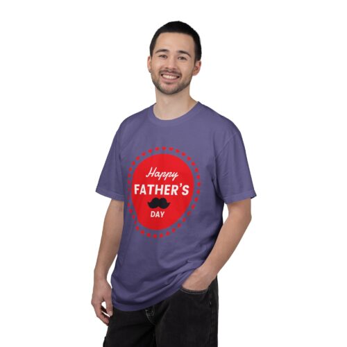 “Happy Father’s Day” Red Badge Mustache T-Shirt – Cute Love Graphic Tee for Dads, Perfect Gift Giving & Celebration Wear. - Image 42