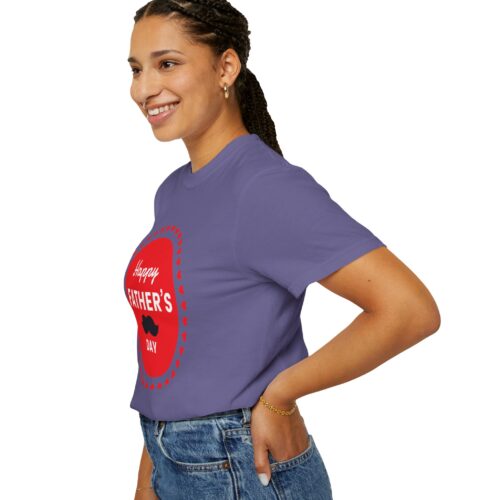 “Happy Father’s Day” Red Badge Mustache T-Shirt – Cute Love Graphic Tee for Dads, Perfect Gift Giving & Celebration Wear. - Image 45