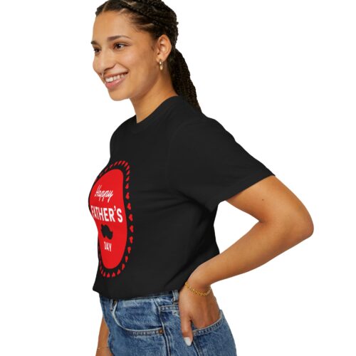 “Happy Father’s Day” Red Badge Mustache T-Shirt – Cute Love Graphic Tee for Dads, Perfect Gift Giving & Celebration Wear. - Image 37