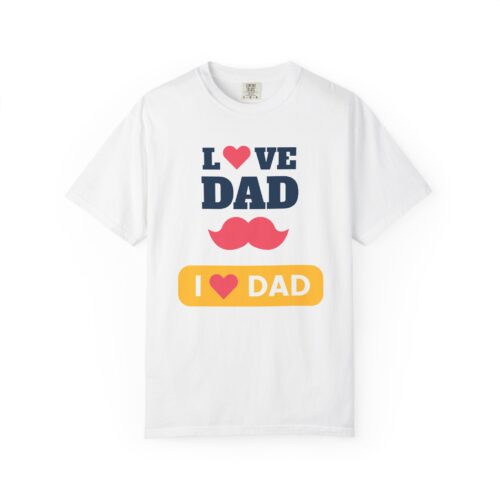 “I love Dad” Mustache T-Shirt – Cute Father’s Day Graphic Tee for Dads, Perfect Gift Giving & Celebration Wear. - Image 1