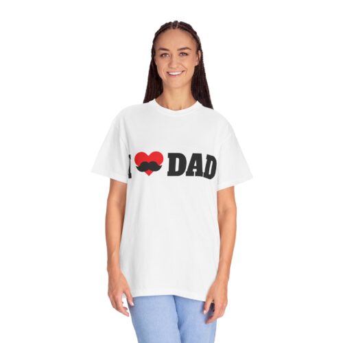 “I love Dad” Mustache T-Shirt – Cute Father’s Day Graphic Tee for Dads, Perfect Gift Giving & Celebration Wear. - Image 3