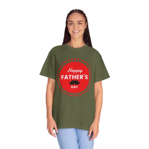 “Happy Father’s Day” Red Badge Mustache T-Shirt – Cute Love Graphic Tee for Dads, Perfect Gift Giving & Celebration Wear. - Image 19