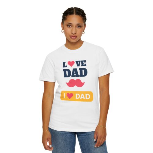 “I love Dad” Mustache T-Shirt – Cute Father’s Day Graphic Tee for Dads, Perfect Gift Giving & Celebration Wear. - Image 4
