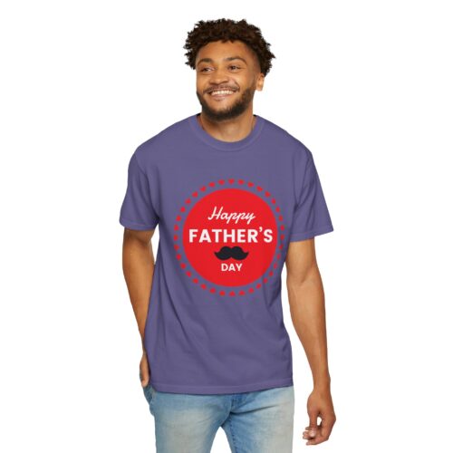 “Happy Father’s Day” Red Badge Mustache T-Shirt – Cute Love Graphic Tee for Dads, Perfect Gift Giving & Celebration Wear. - Image 46