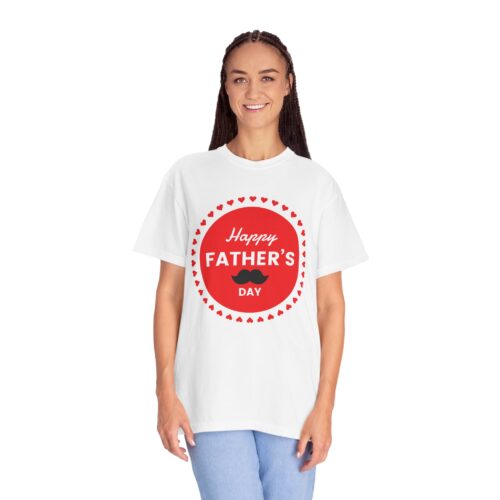 “Happy Father’s Day” Red Badge Mustache T-Shirt – Cute Love Graphic Tee for Dads, Perfect Gift Giving & Celebration Wear. - Image 11