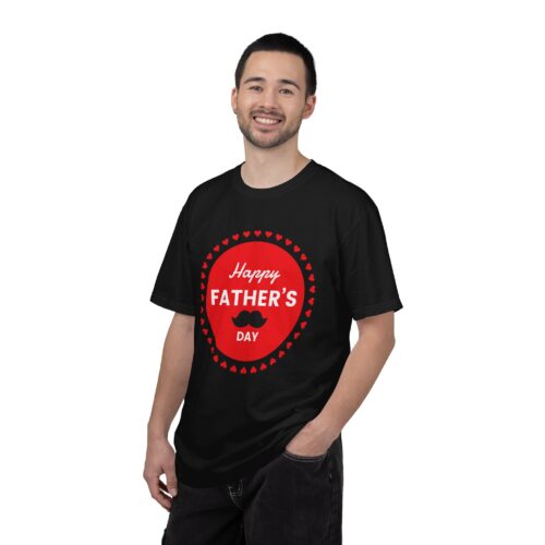 “Happy Father’s Day” Red Badge Mustache T-Shirt – Cute Love Graphic Tee for Dads, Perfect Gift Giving & Celebration Wear. - Image 34