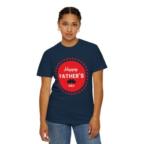 “Happy Father’s Day” Red Badge Mustache T-Shirt – Cute Love Graphic Tee for Dads, Perfect Gift Giving & Celebration Wear. - Image 28