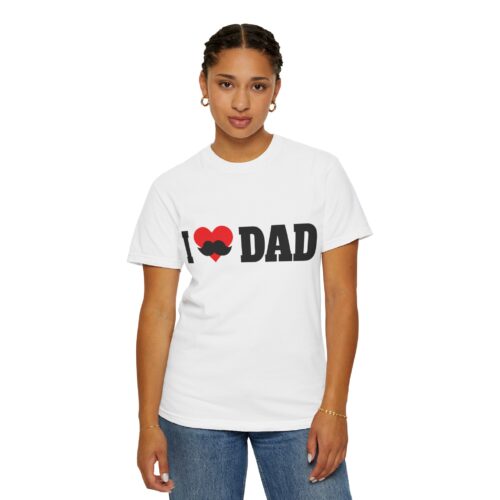 “I love Dad” Mustache T-Shirt – Cute Father’s Day Graphic Tee for Dads, Perfect Gift Giving & Celebration Wear. - Image 4