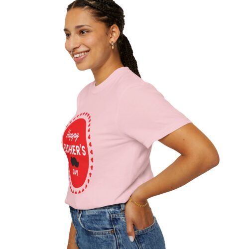 “Happy Father’s Day” Red Badge Mustache T-Shirt – Cute Love Graphic Tee for Dads, Perfect Gift Giving & Celebration Wear. - Image 53