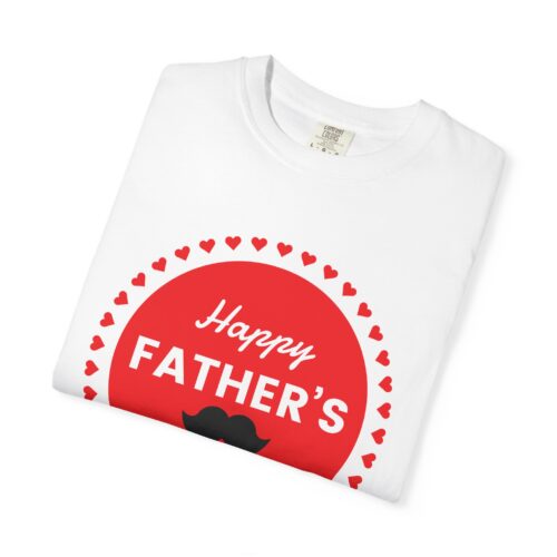 “Happy Father’s Day” Red Badge Mustache T-Shirt – Cute Love Graphic Tee for Dads, Perfect Gift Giving & Celebration Wear. - Image 15