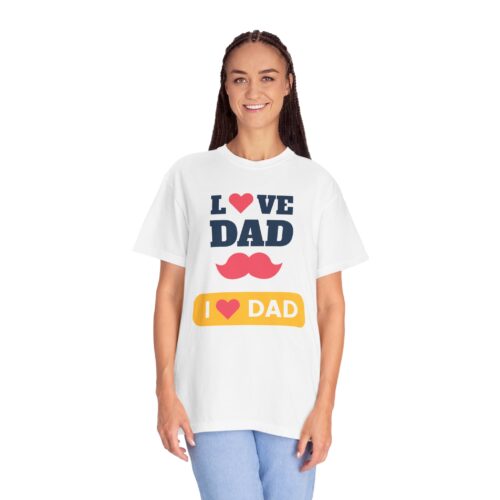 “I love Dad” Mustache T-Shirt – Cute Father’s Day Graphic Tee for Dads, Perfect Gift Giving & Celebration Wear. - Image 3