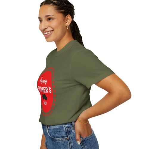 “Happy Father’s Day” Red Badge Mustache T-Shirt – Cute Love Graphic Tee for Dads, Perfect Gift Giving & Celebration Wear. - Image 21