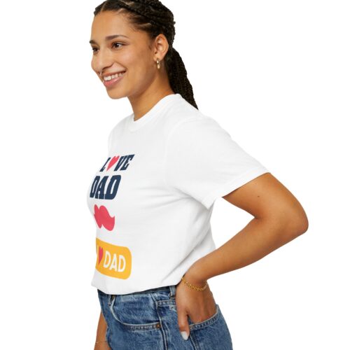 “I love Dad” Mustache T-Shirt – Cute Father’s Day Graphic Tee for Dads, Perfect Gift Giving & Celebration Wear. - Image 5