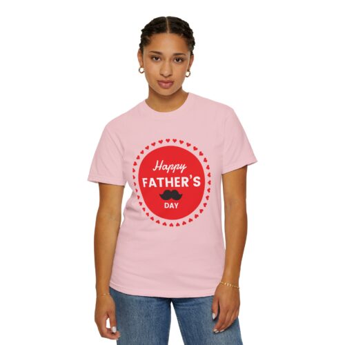 “Happy Father’s Day” Red Badge Mustache T-Shirt – Cute Love Graphic Tee for Dads, Perfect Gift Giving & Celebration Wear. - Image 52