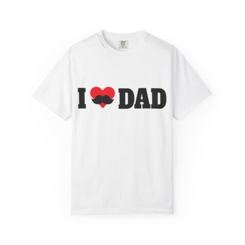 “I love Dad” Mustache T-Shirt – Cute Father’s Day Graphic Tee for Dads, Perfect Gift Giving & Celebration Wear. - Image 1