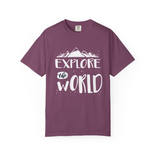 Explore The World T-Shirt – Adventure Mountain Travel Graphic Tee for Nature Lovers, Fun Outdoor Wear & Perfect Gift Giving. - Image 1