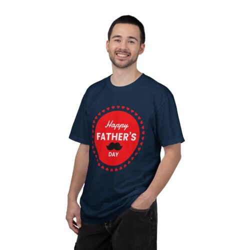 “Happy Father’s Day” Red Badge Mustache T-Shirt – Cute Love Graphic Tee for Dads, Perfect Gift Giving & Celebration Wear. - Image 26