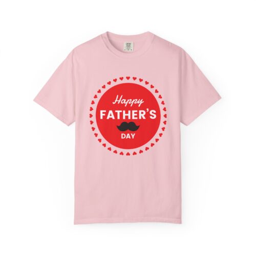 “Happy Father’s Day” Red Badge Mustache T-Shirt – Cute Love Graphic Tee for Dads, Perfect Gift Giving & Celebration Wear. - Image 49