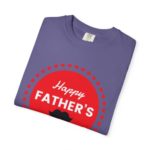 “Happy Father’s Day” Red Badge Mustache T-Shirt – Cute Love Graphic Tee for Dads, Perfect Gift Giving & Celebration Wear. - Image 47