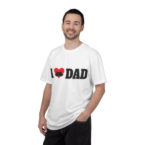 “I love Dad” Mustache T-Shirt – Cute Father’s Day Graphic Tee for Dads, Perfect Gift Giving & Celebration Wear. - Image 2