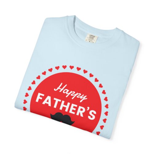 “Happy Father’s Day” Red Badge Mustache T-Shirt – Cute Love Graphic Tee for Dads, Perfect Gift Giving & Celebration Wear. - Image 7