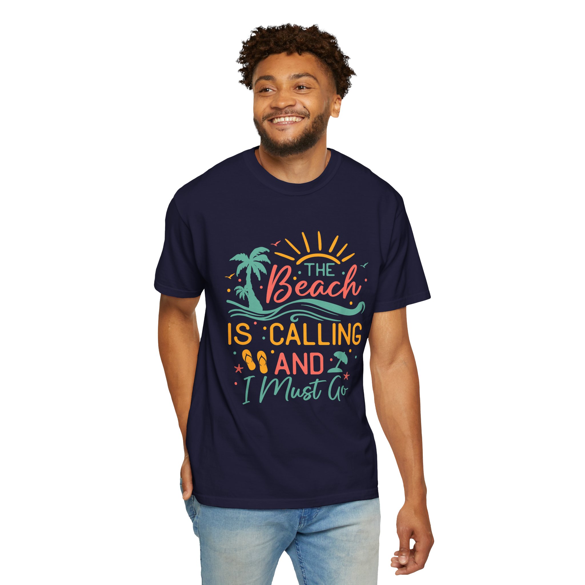 C - 13.4 - Beach-Themed Garment-Dyed T-Shirt, Summer Tee, Vacation Shirt, Gift for Beach Lovers, Casual Wear, Fun Summer Outfit. - Image 6