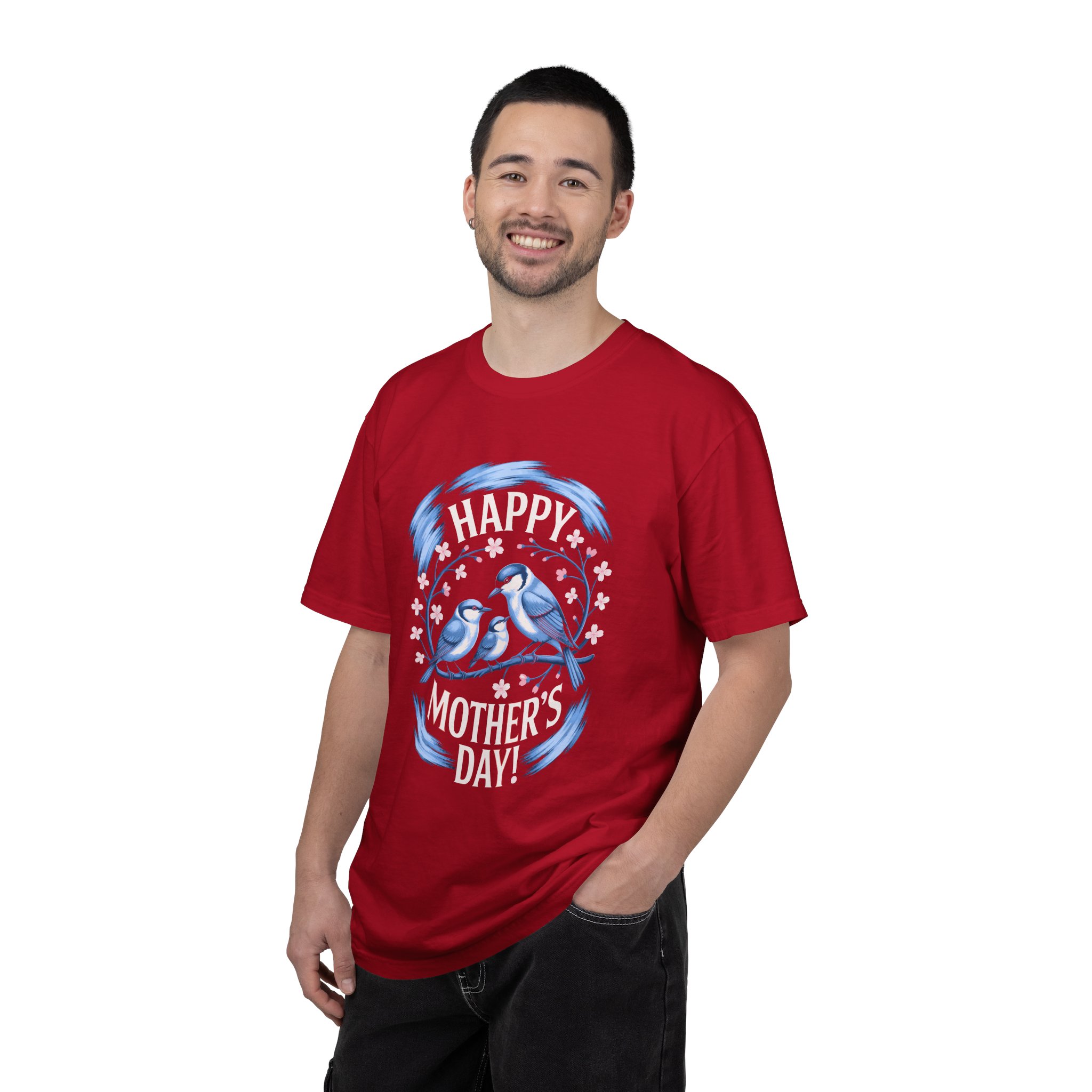 Happy Mother's Day Unisex T-Shirt, Garment-Dyed Tee, Gift for Mom, Spring Fashion, Bird Design Shirt, Casual Wear, Unique Gift Idea. - Image 2