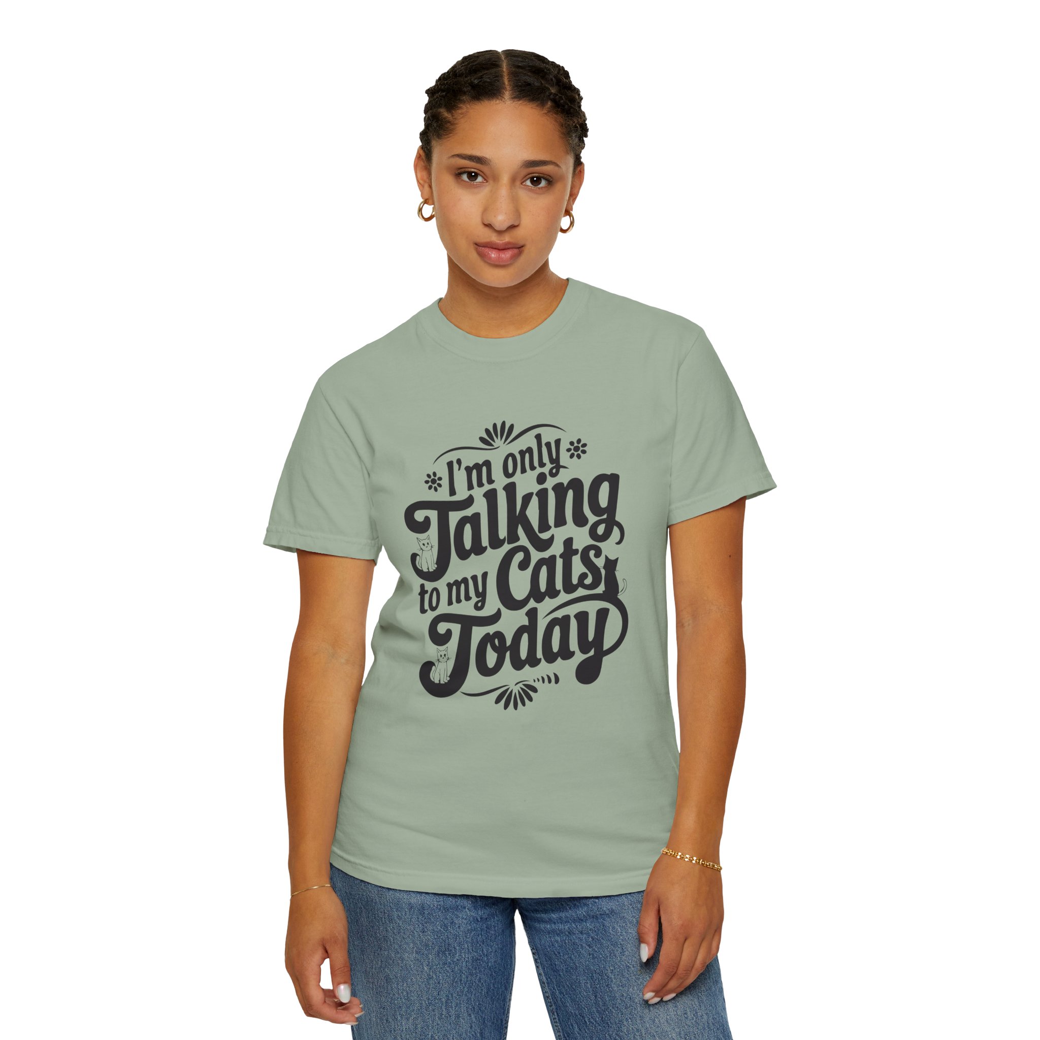 b2 - 5.8 - Talking to My Cats Today T-Shirt – Funny Cat Lover Graphic Tee for Introvert Humor & Cozy Pet Lover Vibes. - Image 4