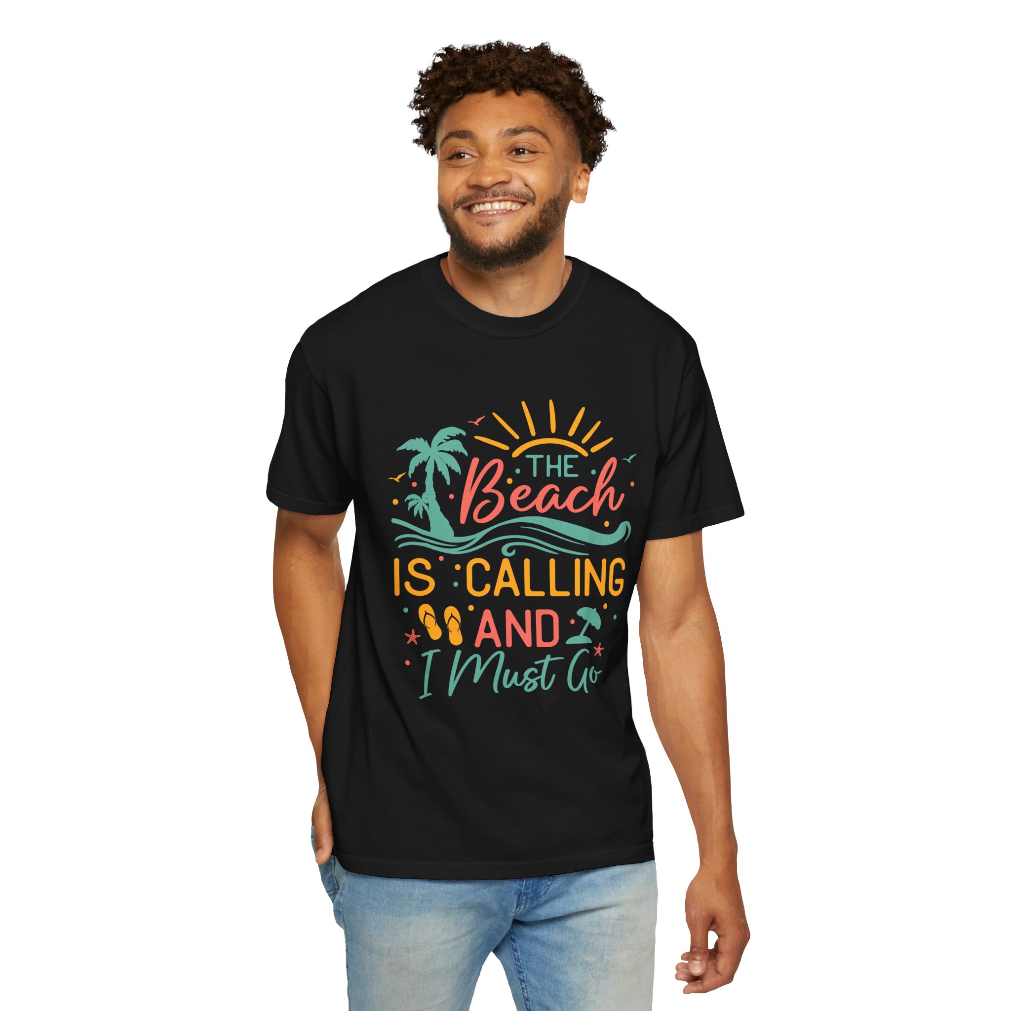 C - 13.4 - Beach-Themed Garment-Dyed T-Shirt, Summer Tee, Vacation Shirt, Gift for Beach Lovers, Casual Wear, Fun Summer Outfit. - Image 22