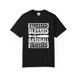 Baseball Obsession Tee, Stressed Blessed Baseball Shirt, Unisex Sportswear, Gifts for Baseball Fans, Casual Everyday Wear.