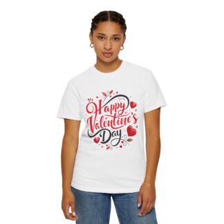 Happy Valentine’s Day Heart Design T-Shirt – Romantic Valentine Graphic Tee for Couples, Love Gift & Festive Wear. - Image 4